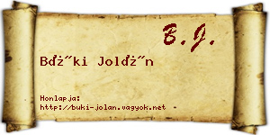 Büki Jolán névjegykártya